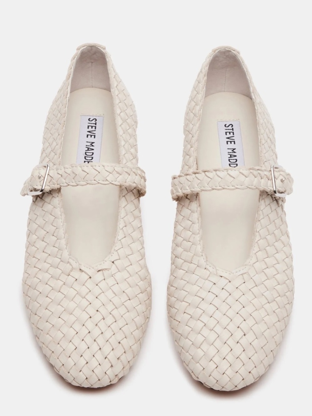 Steve Madden Cream Woven Mary Jane Flats